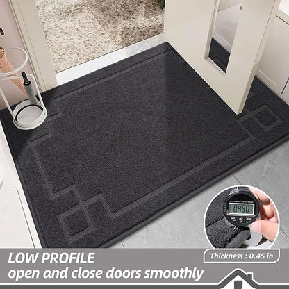 BEQHAUSE Door Mat 24" x 60", Non-Slip Door Mats Indoor Entryway Rugs Washable Low-Profile Absorbent and Stain Resist Floor Mats, Dog Door Mat for Front Back Door, Muddy Wet Shoes & Paws, Dark Grey