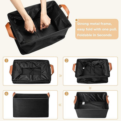 GRANNY SAYS Storage Baskets for Shelves, Closet Organizer Bins, Clothes Storage Bins with Metal Frame, Extra Large Baskets for Organizing and Storage, Collapsible, Black, 2-Pack