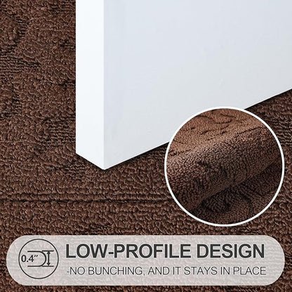 FONEYI Indoor Door Mat 20" x 32", Dirt Trapper Door Mats Non-Slip Entryway Rugs Washable, Absorbent Resist Dirt Welcome Mat, Low Profile Inside Floor Mats for Front Back Door and Entryway, Coffee