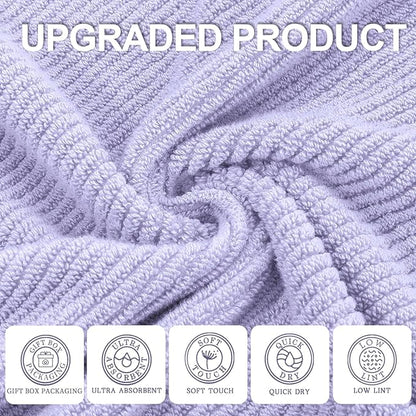 Washcloths for Showering, 6PC Large 13"x13" - Lightweight | Quick Dry | Soft | Absorbent, Thick Cotton Washcloths for Face, Purple Hand Towel Set, Lavender Face Towel for Hotel, Bathroom Essentials