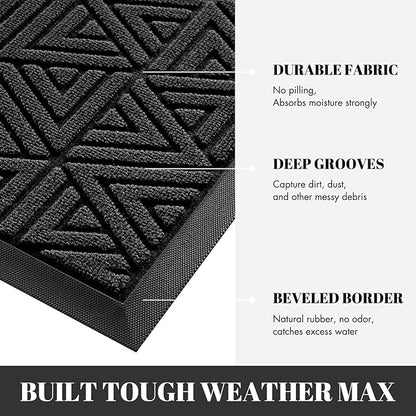 Yimobra Large Door Mat 36x24, All-Weather Waterproof Non-Slip Welcome Matt Outdoor, Heavy Duty Non Slip Doormat for Entryway for Patio and Garage Indoor, Easy Clean, Black