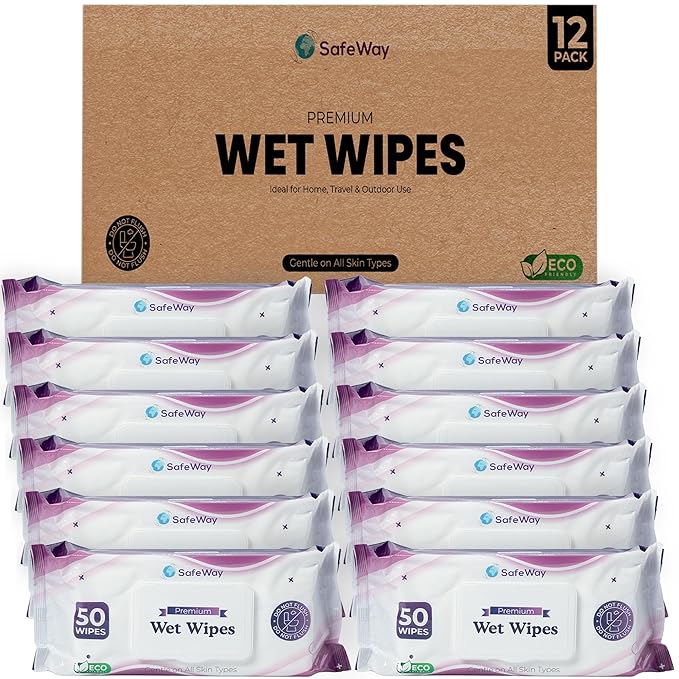 SAFEWAY Adult Wipes Disposable — Multi-Purpose Wipes, Alcohol-Free, Preferred by Caregivers for Seniors & Incontinence Solution, Aloe-Infused, Gentle for Delicate Skin — Extra Large, 12 Pack 600 pcs.
