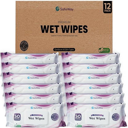 SAFEWAY Adult Wipes Disposable — Multi-Purpose Wipes, Alcohol-Free, Preferred by Caregivers for Seniors & Incontinence Solution, Aloe-Infused, Gentle for Delicate Skin — Extra Large, 12 Pack 600 pcs.