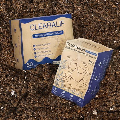 Clearalif All in One Laundry Detergent Sheets Kit, Fresh Linen Scent, 160 Loads Laundry Sheets + 160 Drying Sheets, Laundry Set Great for Travel, Softener Sheets Eco Package Friendly & Hypoallergenic