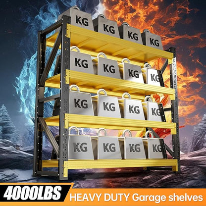4000LBS Storage Shelves Heavy Duty, 48" W Metal Garage Shelving Units, 4 Tier Adjustable Shelf, Garage Storage Shelves Rack, Industrial Shelving for Warehouse, Basement,48" W x 20" D x 79" H