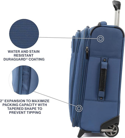 Travelpro Tourlite Softside Expandable Upright 2 Wheel Luggage, Lightweight Suitcase, Men and Women, Blue, Carry-On 22-Inch