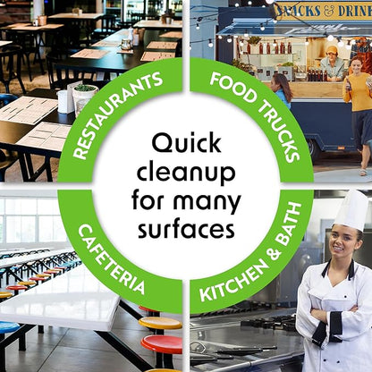 Wipex Table Bussers - Natural Cleaning Vinegar Counter and Table Wipes, 400 Ct Unscented Disposable Plant-Based Cloth for Tables, Counters, Surfaces for Restaurant, Cafes and Home Use, Pack of 4