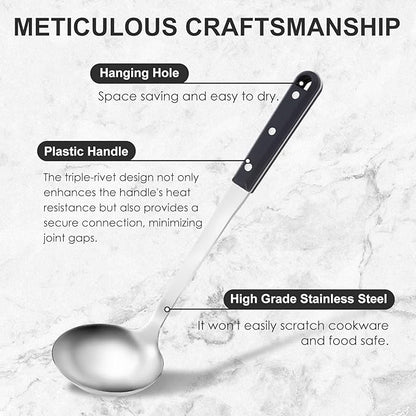 Pleafind 4-Pcs Cooking Utensils Set, Stainless Steel Kitchen Utensils, Mirror Polished Kitchen Essentials Set Include Wok Ladle, Slotted Spoon, Wok Spatula ＆Slotted Spatula, Dishwasher Safe