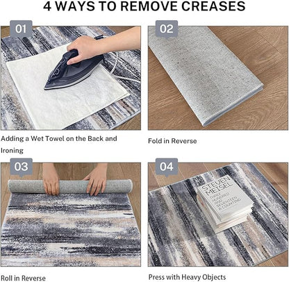 Modern Abstract Entryway Rug Indoor 2x3 Washable Rug Non-Slip Soft Small Area Rug Grey Black Multi Kitchen Mats Thin Print Faux Wool Floor Carpet Throw Rugs for Entrance Bedroom Home Decor
