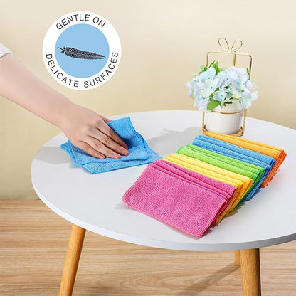 Tanlade Microfiber Cleaning Cloth Cleaning Rags Reasonable Kitchen Towels Microfiber Towels Cars Wash Dry Erase Cloth(6 x 6 Inch,Green/Blue/Yellow/Pink/Orange,50 Pcs)