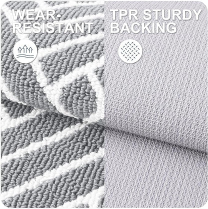 OLANLY Indoor Door Mat, 36x24 Inch, Dirt Resistant and Absorbent, Non-Slip Rubber Backing Floor Mats, Easy Clean Low-Profile Doormat for Entryway, Front Door, and Inside Entrance, Light Grey