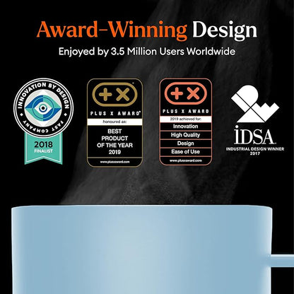 Ember Temperature Control 14oz Smart Mug 2, App-Controlled and Rechargeable Heated Coffee Cup Warmer with Intelligent LED Display, Powder Blue