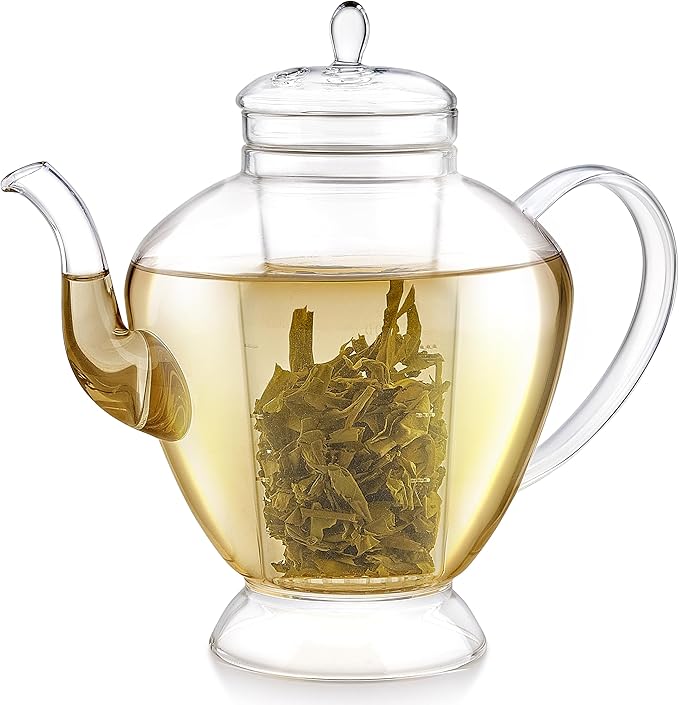Teabloom Grand Bouquet Glass Teapot with Microdot Glass Infuser – Elegant 50oz Borosilicate Teapot for Whole Leaf & Blooming Teas – A Pure & Visual Tea Experience – Tea Purist's Choice