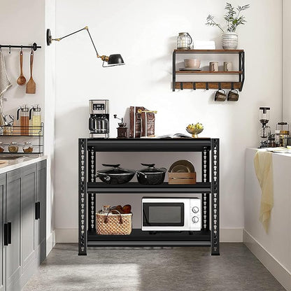 Adjustable Garage Storage Shelves, 35.4''W Garage Shelving Heavy Duty Loads 960LBS, Metal Industrial Utility Shelf for Warehouse, Kitchen, Laundry Room,35.4" W x 15.7" D x 33" H,Black