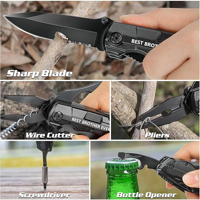 Gifts for Brother from Sister Friends,Birthday Christmas Brother Gifts,Multitool Knife "BEST BROTHER EVER",Multi tool for Climbing,Camping,Cycling,Hiking