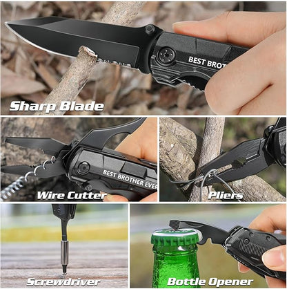 Gifts for Brother from Sister Friends,Birthday Christmas Brother Gifts,Multitool Knife "BEST BROTHER EVER",Multi tool for Climbing,Camping,Cycling,Hiking