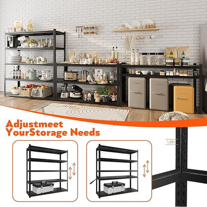 72" H Garage Shelving 2000LBS Heavy Duty Storage Shelves Adjustable 5 Tier Metal Shelves for Storage Garage Industrial Shelving Utility Racks,16" D x35.5 Wx72 H,Black