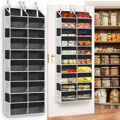 Over the Door Organizer 5 Tiers, Extra Large Behind Door Storage of 10 Compartments, 80 lbs Weight Capacity Hanging Storage Organizer with Clear Window Kids Toys, Shoes, Diapers, Room storage