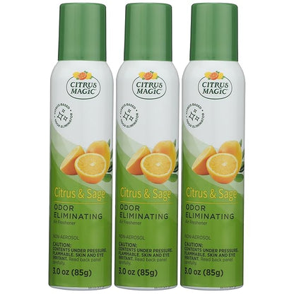 Citrus Magic Odor Eliminating Air Freshener Spray, Citrus and Sage, 3-Ounce, Pack of 3