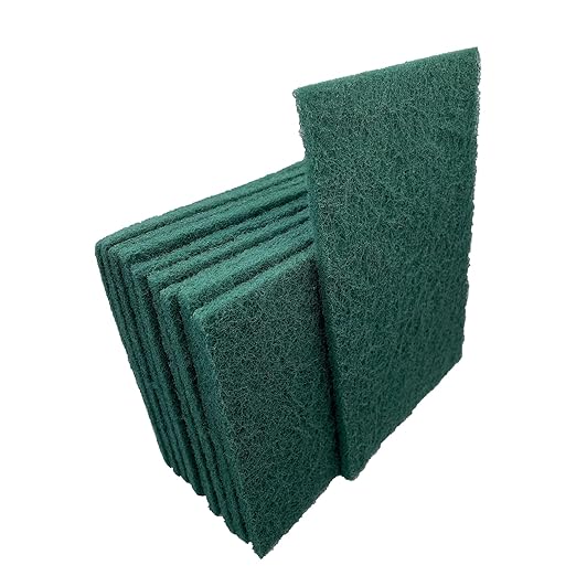 VSM 10-Pack: 6" x 9", Green - Fine, Non-Woven Hand Pad, Aluminum Oxide Grains, Rust and Oxidation Resistant, Multipurpose Abrasive Scrub Pad for Finishing and Cleaning