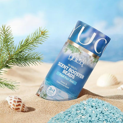 YUCO Scent Beads Laundry Natural,Ultra-Concentrated Two-Color Laundry Beads,Effective Fabric Deodorizer,Soften,Static Free,Microcapsule Technology Scent Lock Fresh Last 12Weeks(Ocean Cedarwood,12.6OZ)