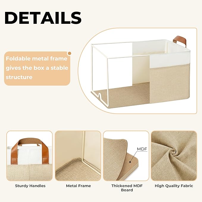 GRANNY SAYS Storage Baskets for Shelves, Closet Organizer Bins, Clothes Storage Bins with Metal Frame, Extra Large Baskets for Organizing and Storage, Collapsible, Khaki, 2-Pack
