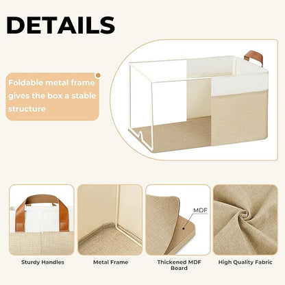 GRANNY SAYS Storage Baskets for Shelves, Closet Organizer Bins, Clothes Storage Bins with Metal Frame, Extra Large Baskets for Organizing and Storage, Collapsible, Khaki, 2-Pack