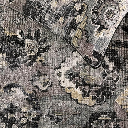 The HomeCentric Luxury Black & Grey Full 68 x 18 inch Bed Runner Without Pillow Cover, Velvet Damask with Tassels Bed Scarf, Abstract Modern - Paved Damask