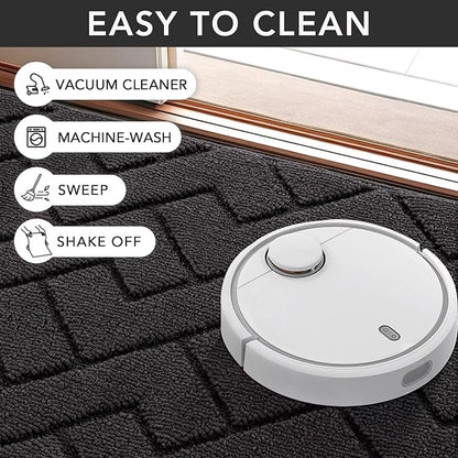 hicorfe Front Door Mat Indoor Entrance,20"x31.5" Absorbent Dirt Resist Welcome Door Mats,Stain and Fade Resistant,Non Slip Backing Entry Mat Doormat for Entryway(Charcoal)