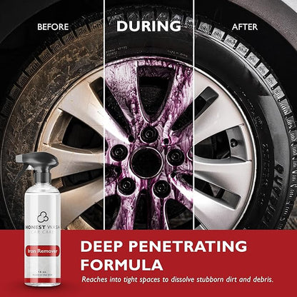 Honest Wash Iron Remover Car Detailing – Powerful Solution for Dissolving Brake Dust, Dirt, and Grime | Visible Reaction for Deep Cleaning | Safe for All Wheel and Surface Types (16 Fl Oz)