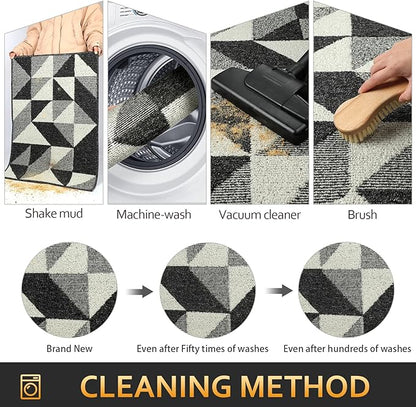 hicorfe Indoor Doormat,24"x35" Front Back Door Mat Rubber Backing Non Slip Door Mats,Low-Profile Absorbent Resist Dirt Entryway Doormat Inside Floor Mats for Entrance
