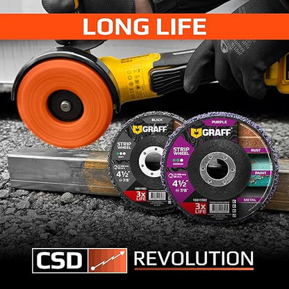 4.5 Inch Paint Stripping Disc - Rust Remover Wheel, Abrasive Discs Rust, Oxidation, Paint Remover Stripper Discs - Coarse Strip Discs 4 1/2 for Angle Grinder GRAFF 10 Packs (7/8" Arbor)