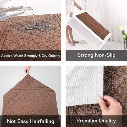 REFETONE Indoor Doormat, Front Back Door Mat 20"x32" Absorbent Rubber Backing Non Slip Door Mats, Low-Profile Resist Dirt Rugs, Machine Washable Door Rug Inside Floor Mat for Entryway, Chocolate