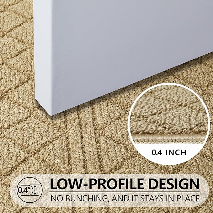 REFETONE Indoor Doormat, Front Back Door Mat 20"x32" Absorbent Rubber Backing Non Slip Door Mats, Low-Profile Resist Dirt Entrance Rugs, Machine Washable Door Rug Inside Floor Mat for Entryway, Beige