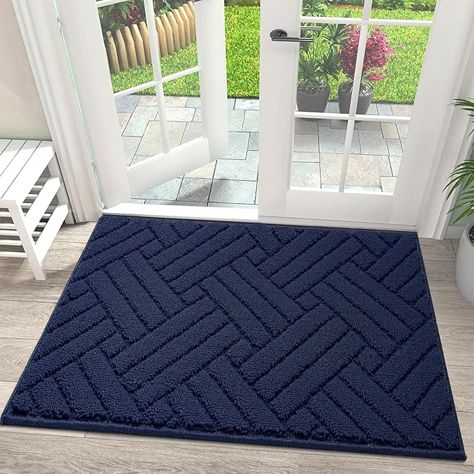 Door Mat Indoor Doormat, Entryway Rug Door Mats Non-Slip Rubber Backing, Low-Profile Entrance Rugs, Absorbent Resist Dirt Doormats Floor Door mat for Entryway,Blue 24"x36"
