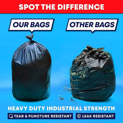 95-96 Gallon Trash Bags Heavy Duty (25 Bags w/Ties Value pack) Extra Large Trash Bags, 90 Gallon, 95 Gallon, 96 Gallon, 100 Gallon