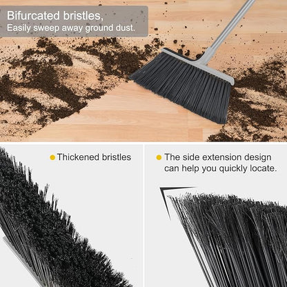 KeFanta 4 Packs Outdoor Broom Heavy Duty with 55" Long Handle, Commercial Brooms for Sweeping Indoor Courtyard Restaurant Garage Patio Decks Mall Market Kitchen Office Lobby Shop