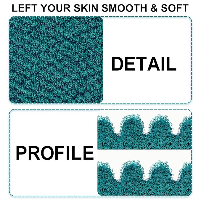 Evridwear Exfoliating Dual Texture Bath Gloves for Shower, Spa, Massage and Body Scrubs, Dead Skin Cell Remover, Gloves with Hanging Loop (1 Pair Deep Lake Heavy Glove)