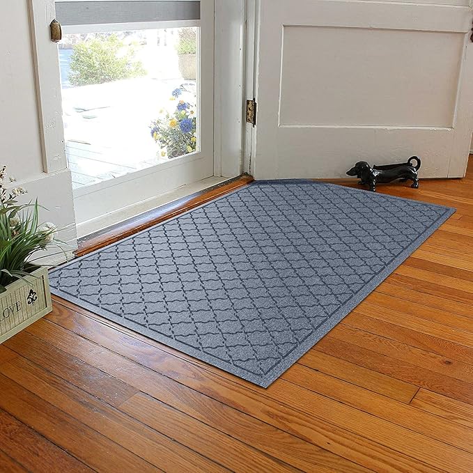 WaterHog Heavy Duty Doorway Mat, 3' x 5', Made in USA, Durable & Skid-Resistant Entryway Mat, Water-Trapping, Indoor/Outdoor Decorative Floor Covering, Cordova Collection, Bluestone