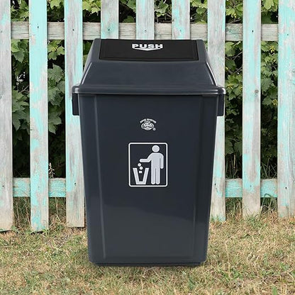 13 Gallon Plastic Swing Lid Trash Can, Outdoor Garbage Can, Grey, 4 Pack