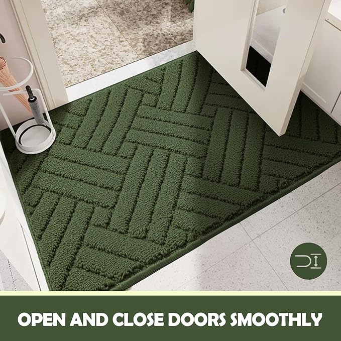 Door Mat Indoor Doormat, Entryway Rug Door Mats Non-Slip Rubber Backing, Low-Profile Entrance Rugs, Absorbent Resist Dirt Doormats Washable Floor Door mat for Entryway,Green 20"x31.5"