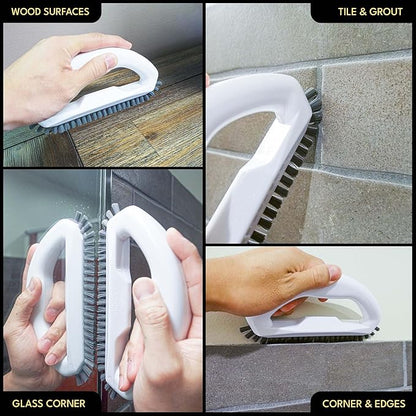 Grout Cleaning Brush Set (4 Pcs) Heavy Duty Hand Grout Scrub Brush & Detail Cleaning Brush Set for Baseboards,Floor, Corners, Shower, Bath Tub & Tiles