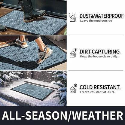 Yimobra Large Door Mat Outside Entrance 36x24, Waterproof Heavy Duty Outdoor Mats for Front Door, Non Slip Rubber Entry Mat for Garage Patio, Easy Clean, Mix Blue
