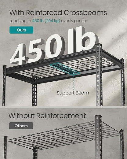 SONGMICS 5-Tier Storage Shelves, Heavy-Duty Garage Shelving, Adjustable Shelving Unit, Steel Shelf, Boltless Assembly, for Garage, Shed, 2,250 lb Load, 18 x 36 x 72 Inches, Ink Black UGLR453B01