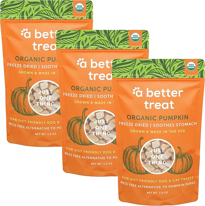 A Better Treat – Freeze Dried Organic Pumpkin Dog and Cat Treats, Organic, Single Ingredient | Natural, Healthy, Diabetic Friendly | Made in The USA