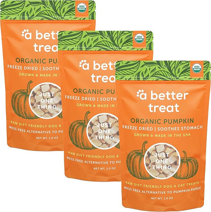 A Better Treat – Freeze Dried Organic Pumpkin Dog and Cat Treats, Organic, Single Ingredient | Natural, Healthy, Diabetic Friendly | Made in The USA