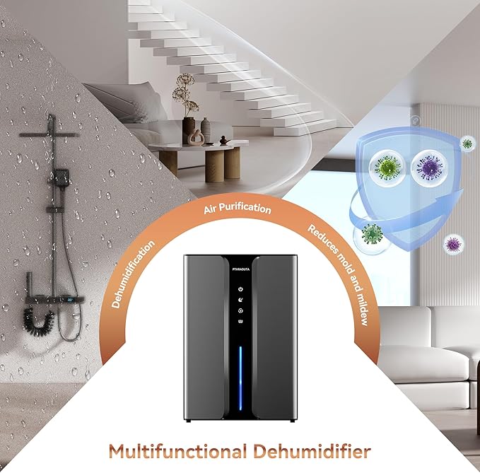 95oz Home Dehumidifier, (950 sq.ft) Quiet dehumidifier for Bedroom Bathroom with Drain Hose, with Air Reusable Filter Indoor deshumidificador for Basement RV Closet