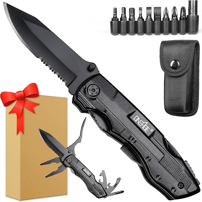 Gifts for Men Him Dad, Pocket Multitool Knife, Christmas Stocking Stuffers for Men, Anniversary Birthday Gifts for Husband, Boyfriend, Guy, Groomsmen, Fathers Day, Gadget for Hiking, Camping, Outdoor