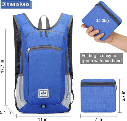 Esup 15L Lightweight Hiking Backpack Foldable Small Travel Backpack Packable Camping Backpack for Women Men (Sky blue)