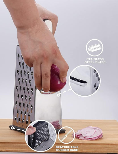 Kaishun Cheese Grater, Box Grater for Cheese Stainless steel Vegetable Slicer Food Shredder 4-sided Convenience for kitchen